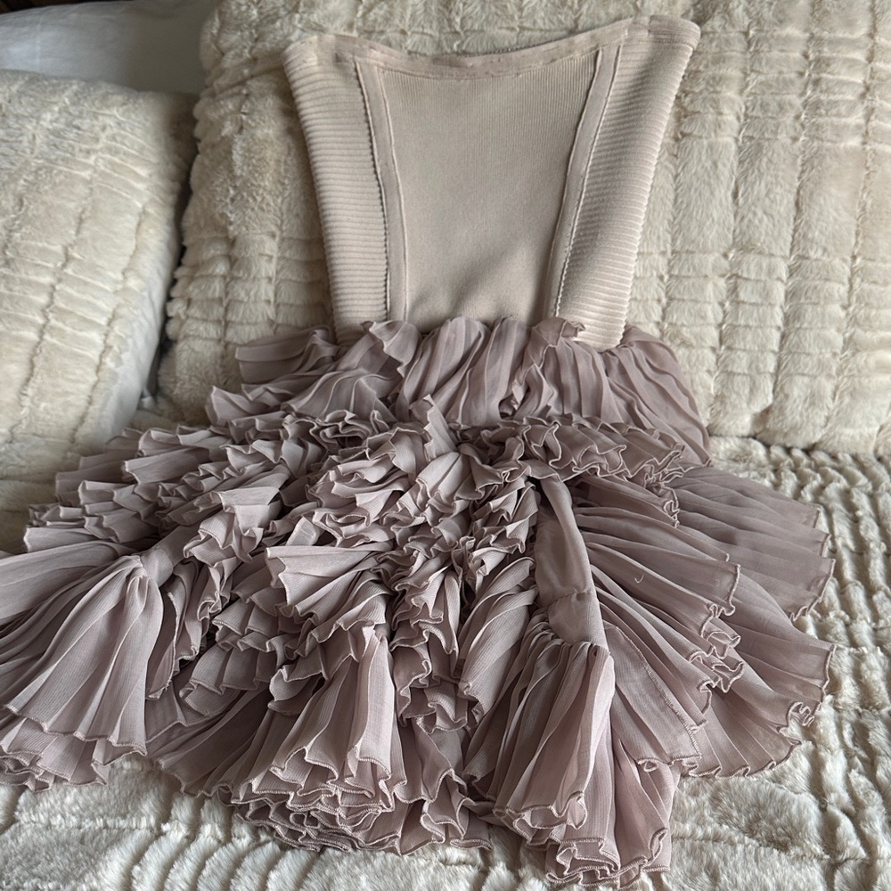 Women’s  Ruffle Tulle Mini Dress in Dusty Blush